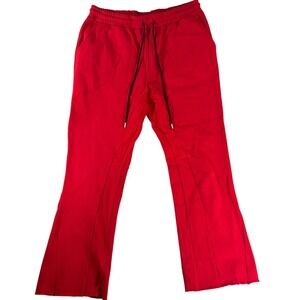 Ananke Fate Heavyweight Flared Sweatpants Mens XL Red Fleece Lined Drawstring